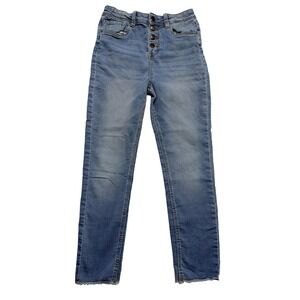 True Craft Jeans Womens 10 Blue Light Wash High Rise Jegging Raw Hem Stretch